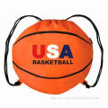 Eco-friendly Nylon 210D Material Portable Promotional Basketball Shape Drawstring Bag